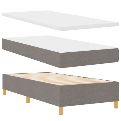 Box Spring Seng Med Hovedgærde Gråbrun 100 X 200 Cm Stof