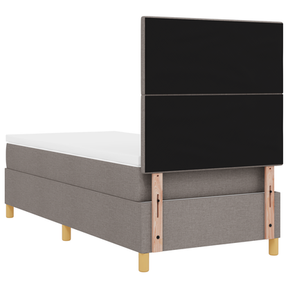 Box Spring Seng Med Hovedgærde Gråbrun 100 X 200 Cm Stof