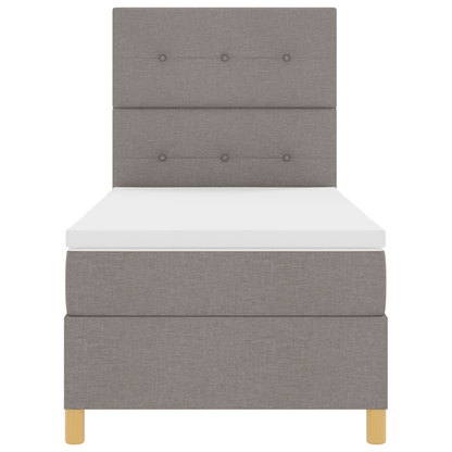 Box Spring Seng Med Hovedgærde Gråbrun 100 X 200 Cm Stof