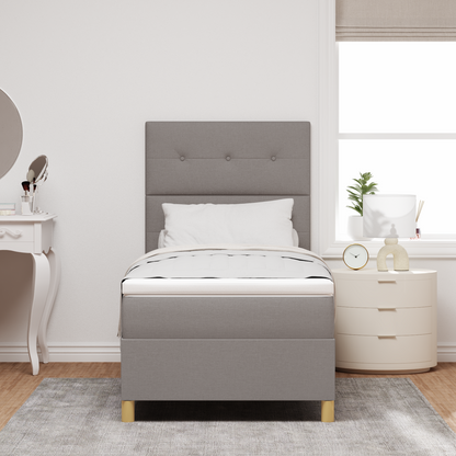Box Spring Seng Med Hovedgærde Gråbrun 100 X 200 Cm Stof