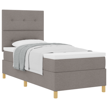 Box Spring Seng Med Hovedgærde Gråbrun 100 X 200 Cm Stof
