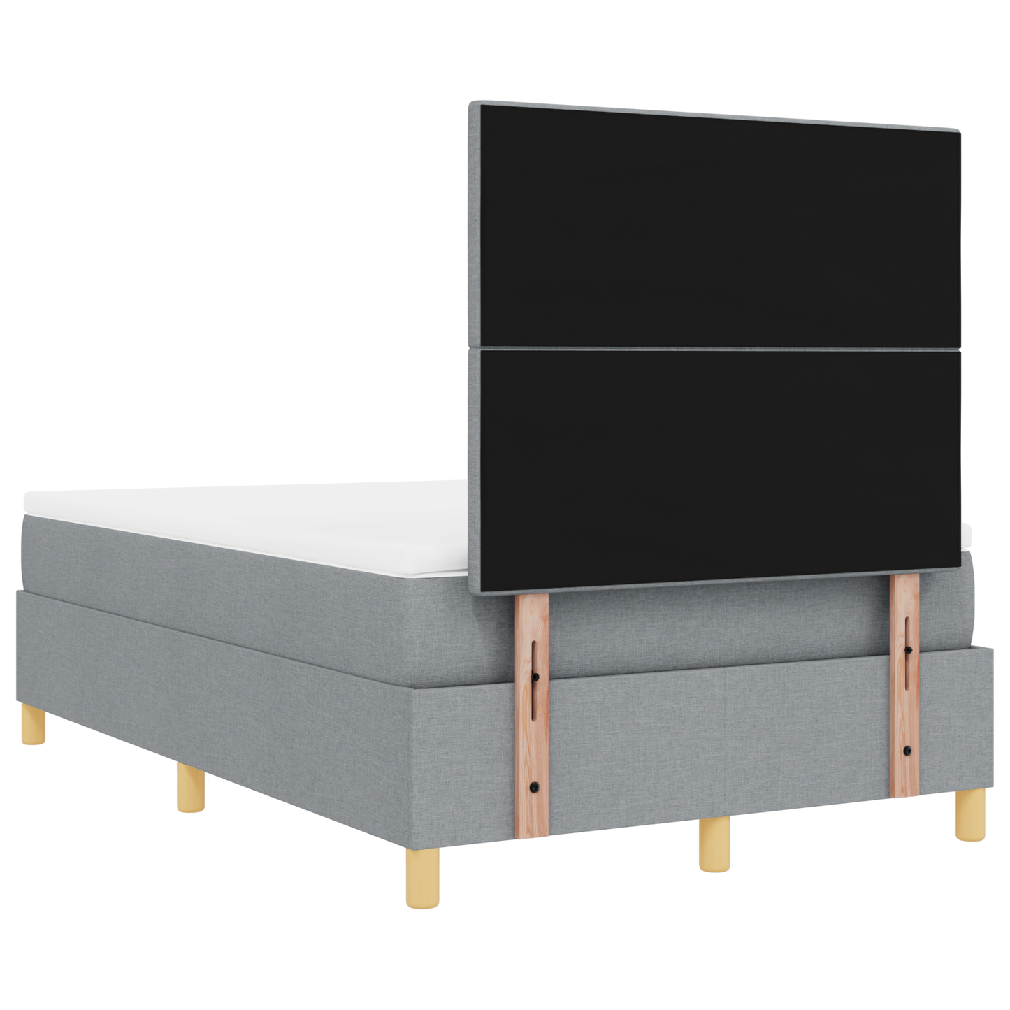 Box Spring Seng Med Hovedgærde Lysegrå 120 X 200 Cm Stof
