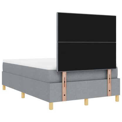 Box Spring Seng Med Hovedgærde Lysegrå 120 X 200 Cm Stof