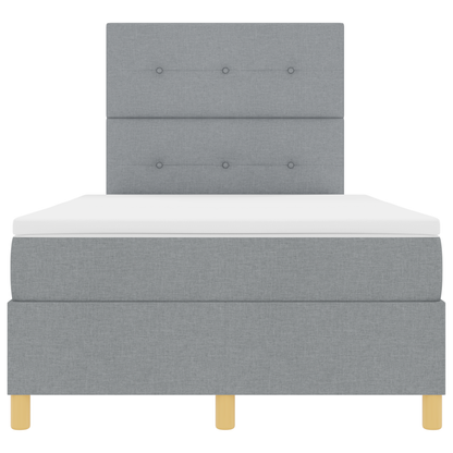 Box Spring Seng Med Hovedgærde Lysegrå 120 X 200 Cm Stof
