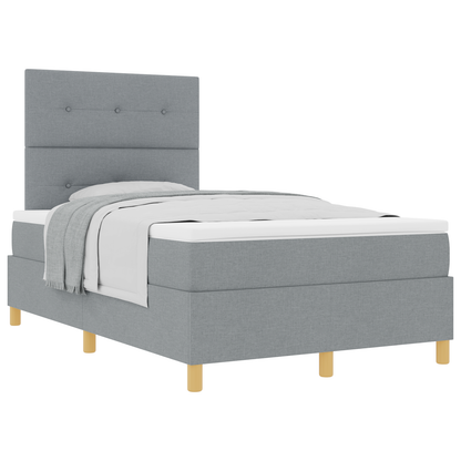 Box Spring Seng Med Hovedgærde Lysegrå 120 X 200 Cm Stof