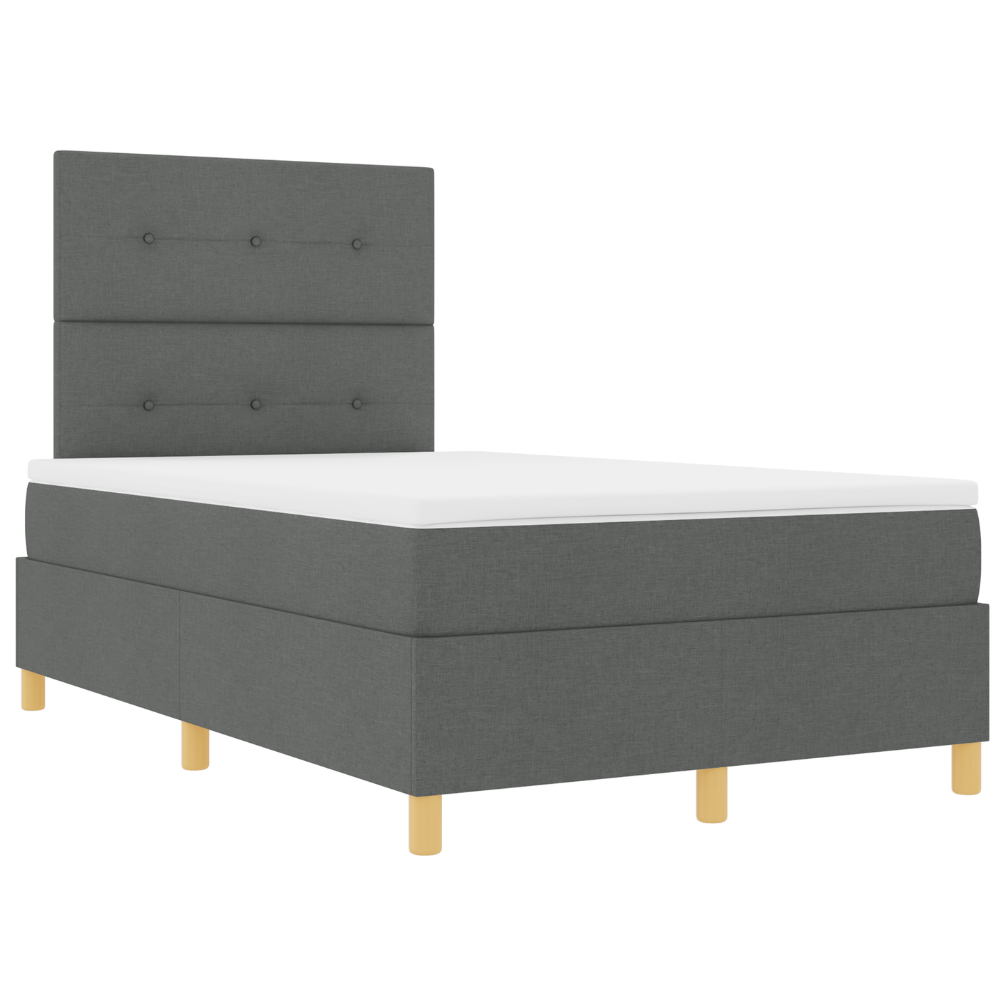 Box Spring Seng Med Hovedgærde Mørkegrå 120 X 200 Cm Stof