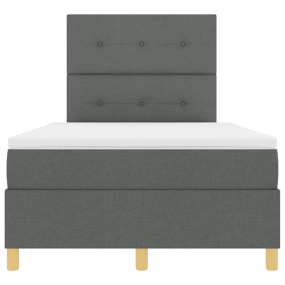 Box Spring Seng Med Hovedgærde Mørkegrå 120 X 200 Cm Stof