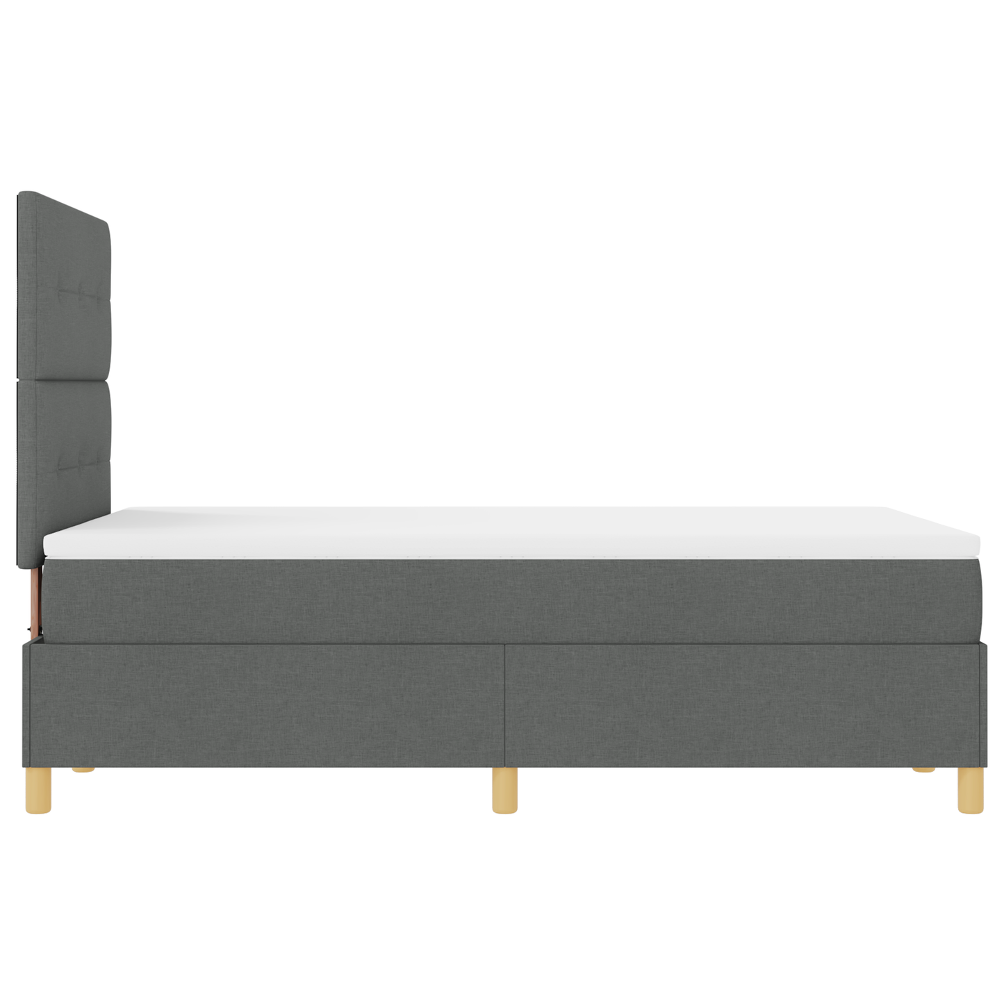 Box Spring Seng Med Hovedgærde Mørkegrå 120 X 200 Cm Stof