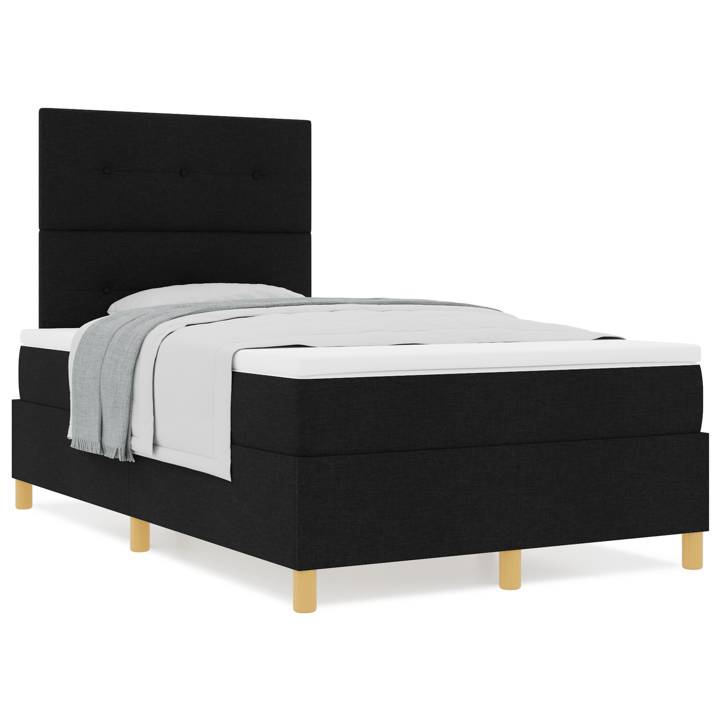 Box Spring Seng Med Hovedgærde Sort 120 X 200 Cm Stof