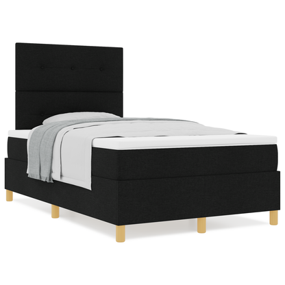 Box Spring Seng Med Hovedgærde Sort 120 X 200 Cm Stof