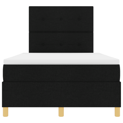 Box Spring Seng Med Hovedgærde Sort 120 X 200 Cm Stof