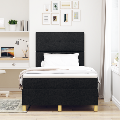 Box Spring Seng Med Hovedgærde Sort 120 X 200 Cm Stof