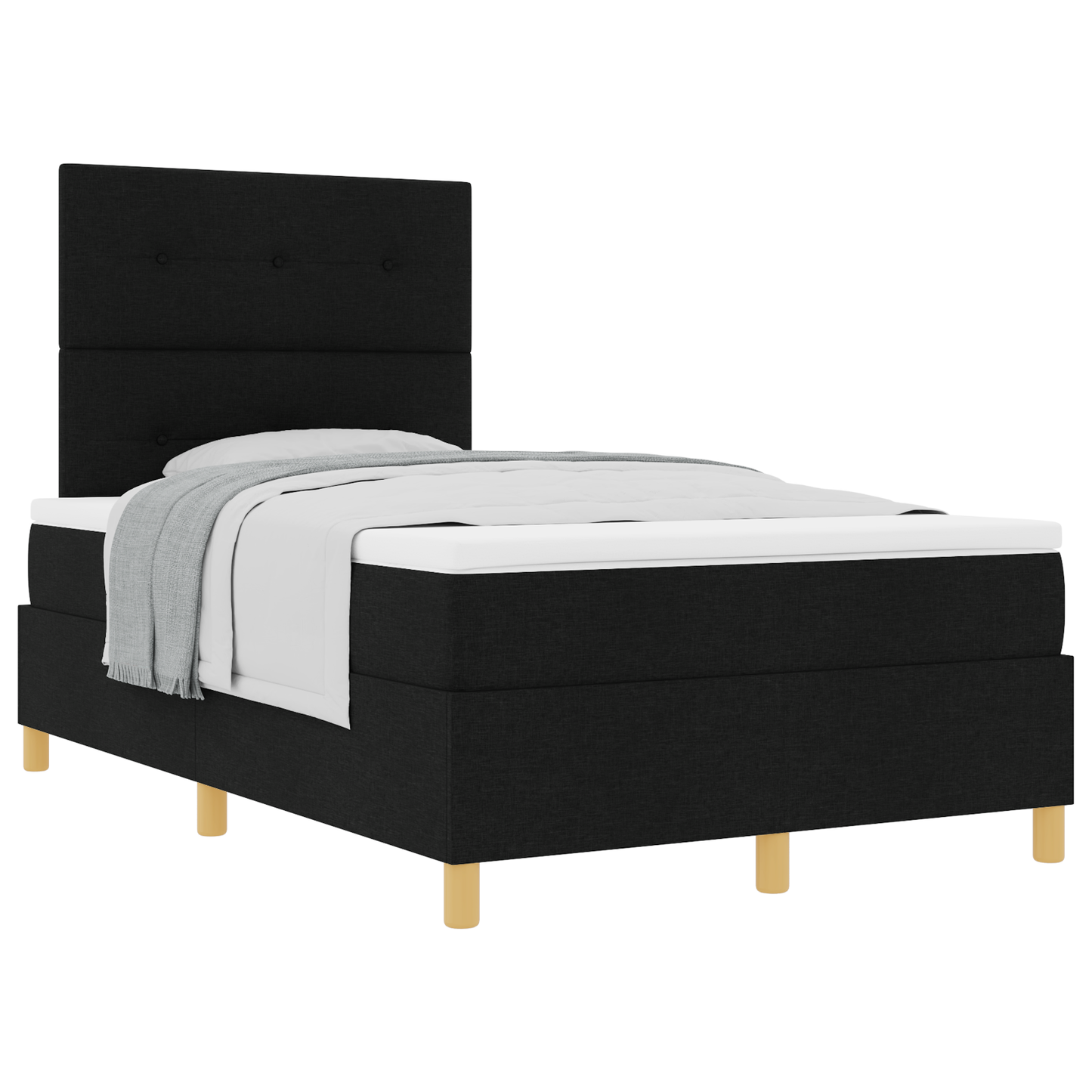 Box Spring Seng Med Hovedgærde Sort 120 X 200 Cm Stof