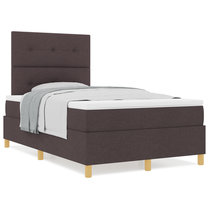 Box Spring Seng Med Hovedgærde Mørkebrun 120 X 200 Cm Stof
