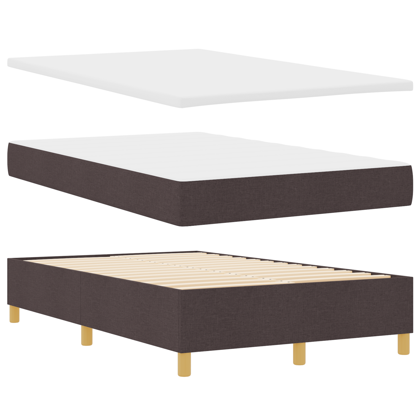Box Spring Seng Med Hovedgærde Mørkebrun 120 X 200 Cm Stof