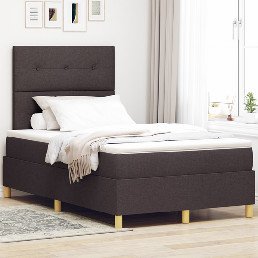 Box Spring Seng Med Hovedgærde Mørkebrun 120 X 200 Cm Stof