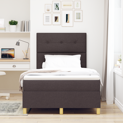 Box Spring Seng Med Hovedgærde Mørkebrun 120 X 200 Cm Stof