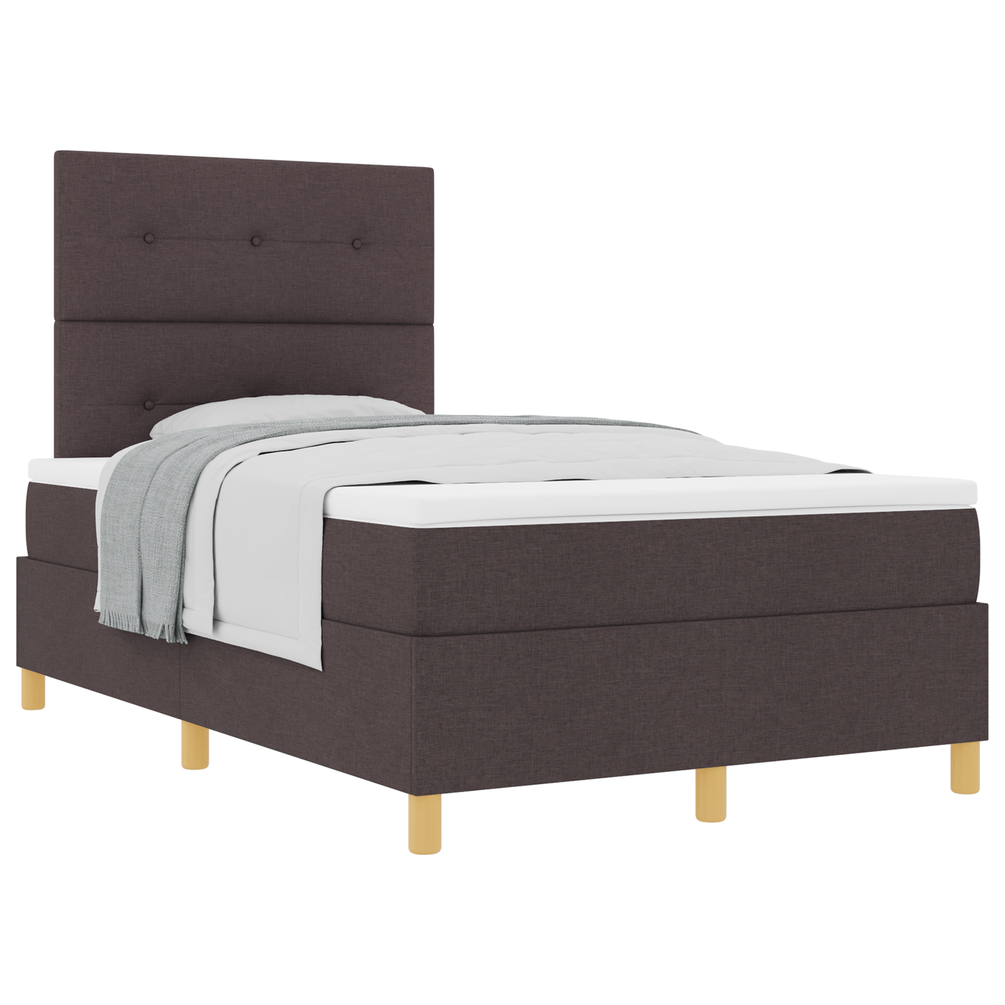 Box Spring Seng Med Hovedgærde Mørkebrun 120 X 200 Cm Stof