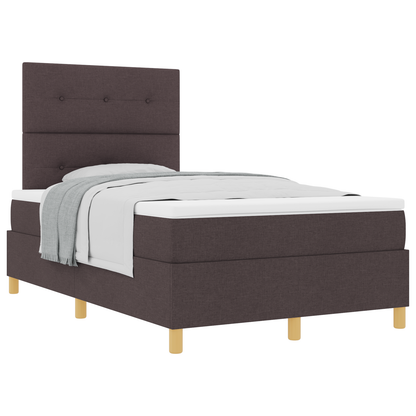 Box Spring Seng Med Hovedgærde Mørkebrun 120 X 200 Cm Stof