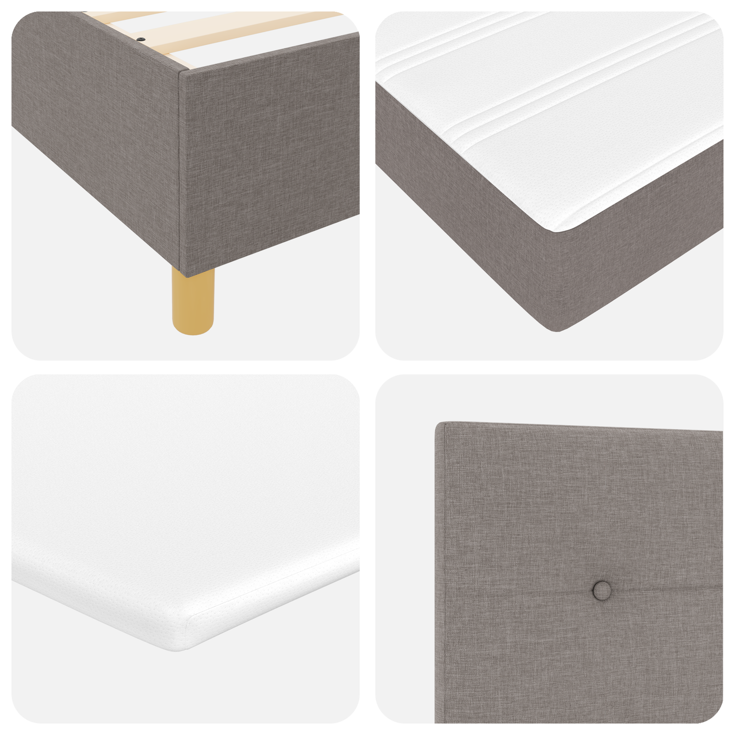 Box Spring Seng Med Hovedgærde Gråbrun 120 X 200 Cm Stof