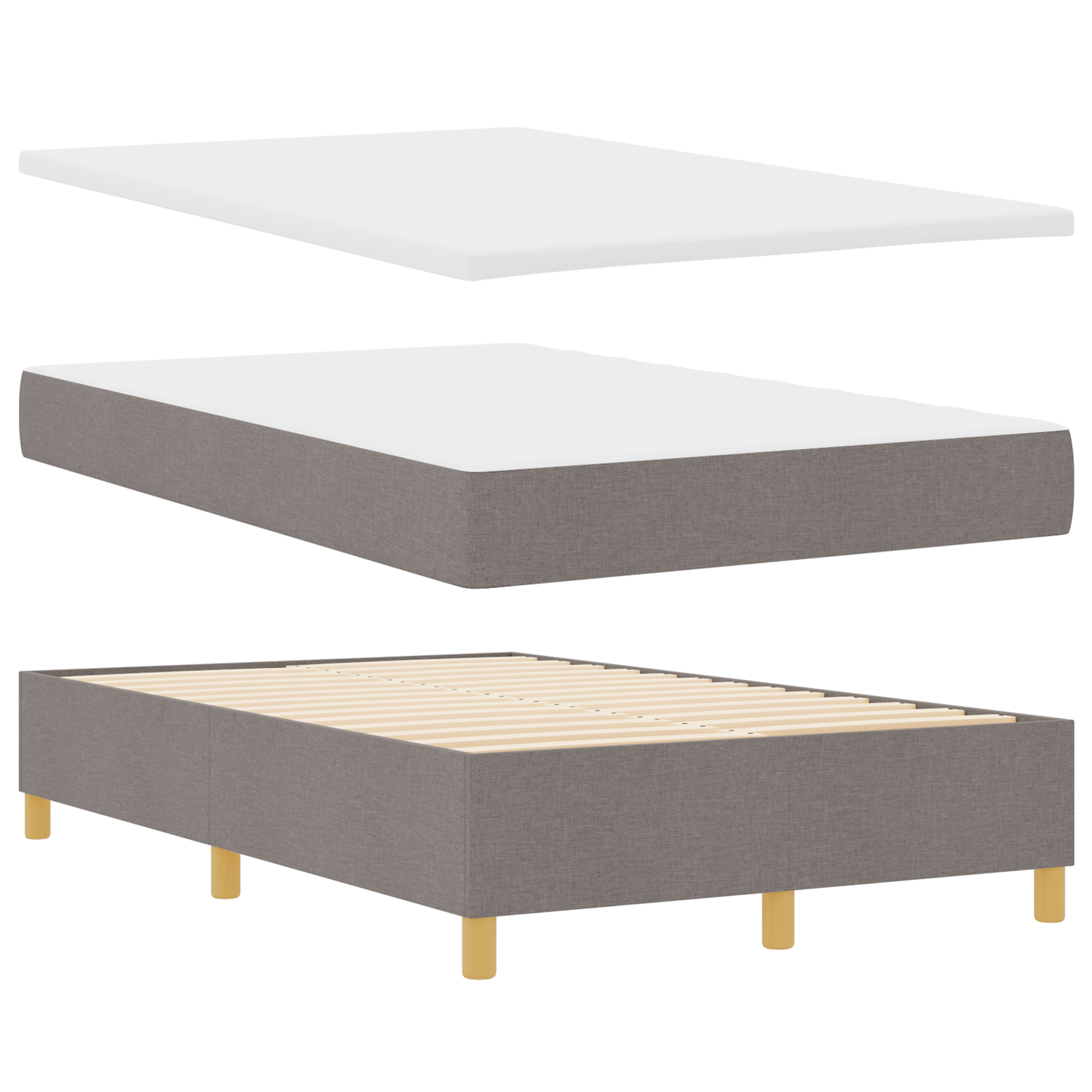 Box Spring Seng Med Hovedgærde Gråbrun 120 X 200 Cm Stof