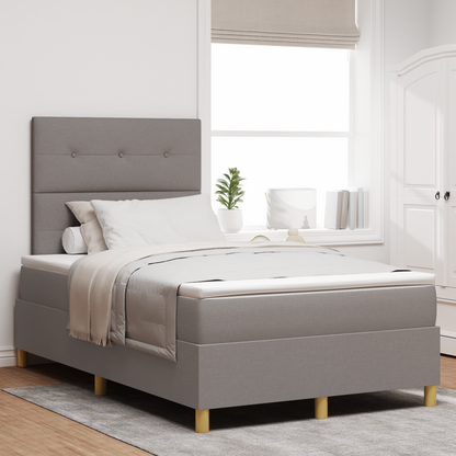 Box Spring Seng Med Hovedgærde Gråbrun 120 X 200 Cm Stof