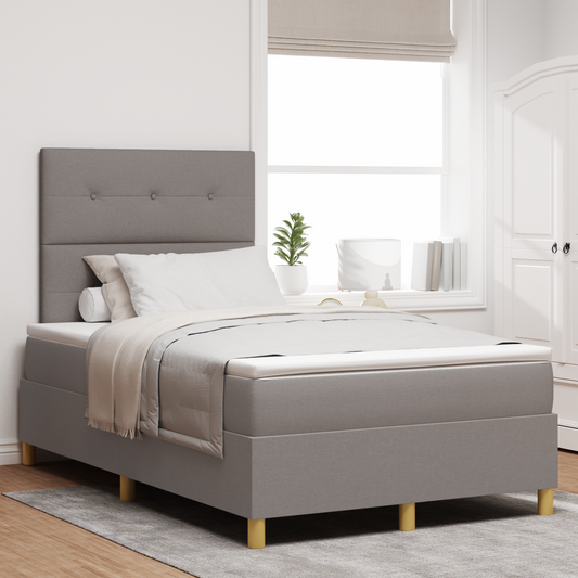 Box Spring Seng Med Hovedgærde Gråbrun 120 X 200 Cm Stof