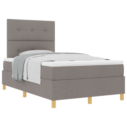 Box Spring Seng Med Hovedgærde Gråbrun 120 X 200 Cm Stof