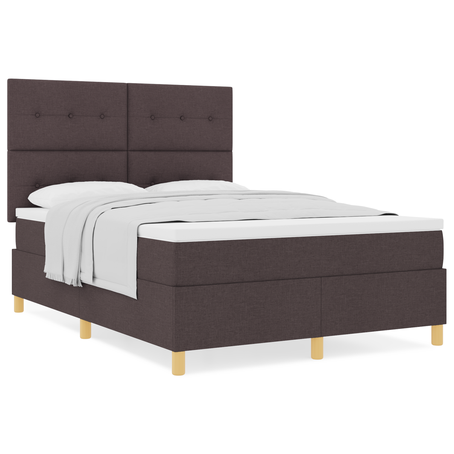 Box Spring Seng Med Hovedgærde Mørkebrun 140 X 190 Cm Stof