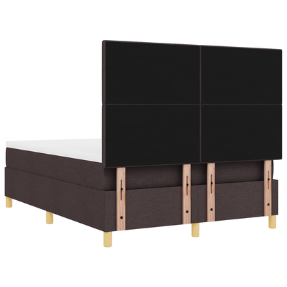 Box Spring Seng Med Hovedgærde Mørkebrun 140 X 190 Cm Stof