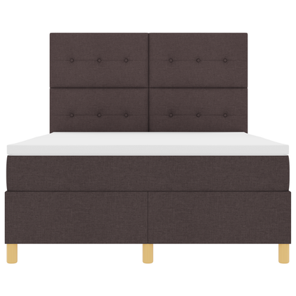 Box Spring Seng Med Hovedgærde Mørkebrun 140 X 190 Cm Stof