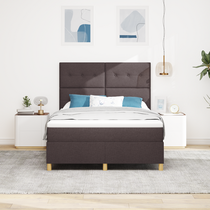 Box Spring Seng Med Hovedgærde Mørkebrun 140 X 190 Cm Stof