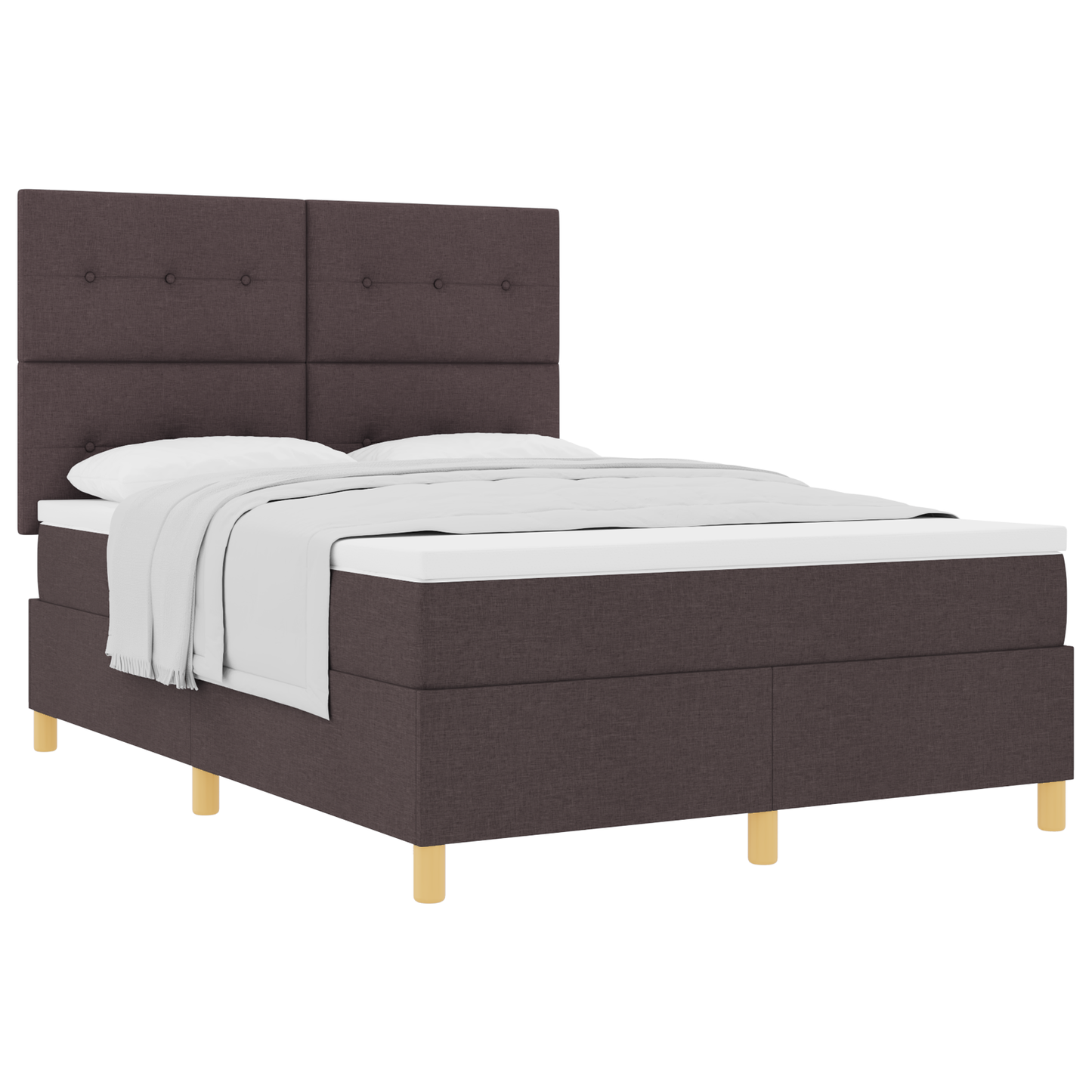 Box Spring Seng Med Hovedgærde Mørkebrun 140 X 190 Cm Stof