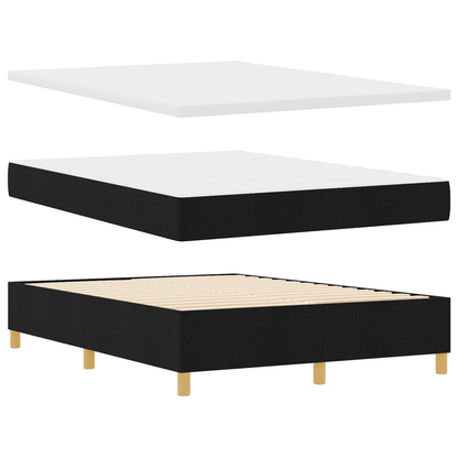 Box Spring Seng Med Hovedgærde Sort 140 X 200 Cm Stof
