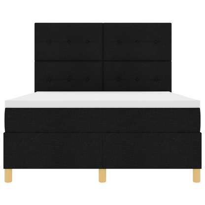 Box Spring Seng Med Hovedgærde Sort 140 X 200 Cm Stof