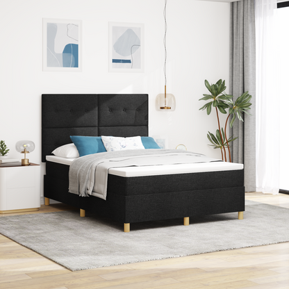 Box Spring Seng Med Hovedgærde Sort 140 X 200 Cm Stof