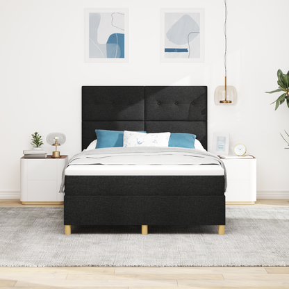 Box Spring Seng Med Hovedgærde Sort 140 X 200 Cm Stof