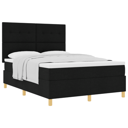 Box Spring Seng Med Hovedgærde Sort 140 X 200 Cm Stof