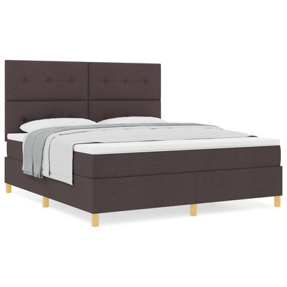 Box Spring Seng Med Hovedgærde Mørkebrun 180 X 200 Cm Stof