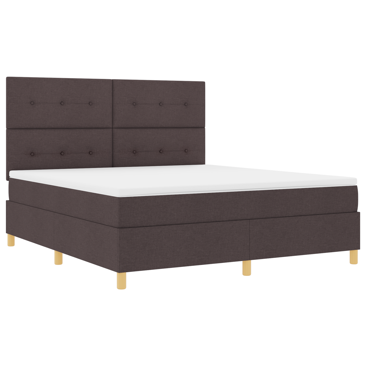 Box Spring Seng Med Hovedgærde Mørkebrun 180 X 200 Cm Stof