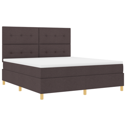 Box Spring Seng Med Hovedgærde Mørkebrun 180 X 200 Cm Stof