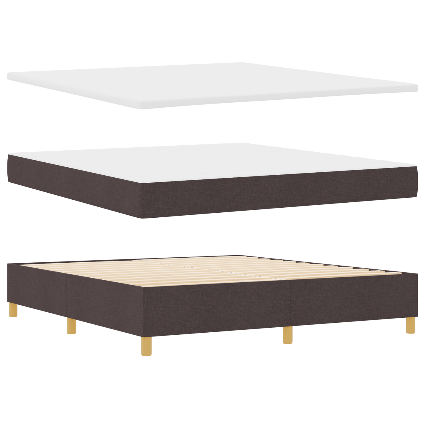 Box Spring Seng Med Hovedgærde Mørkebrun 180 X 200 Cm Stof