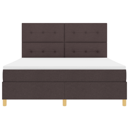 Box Spring Seng Med Hovedgærde Mørkebrun 180 X 200 Cm Stof