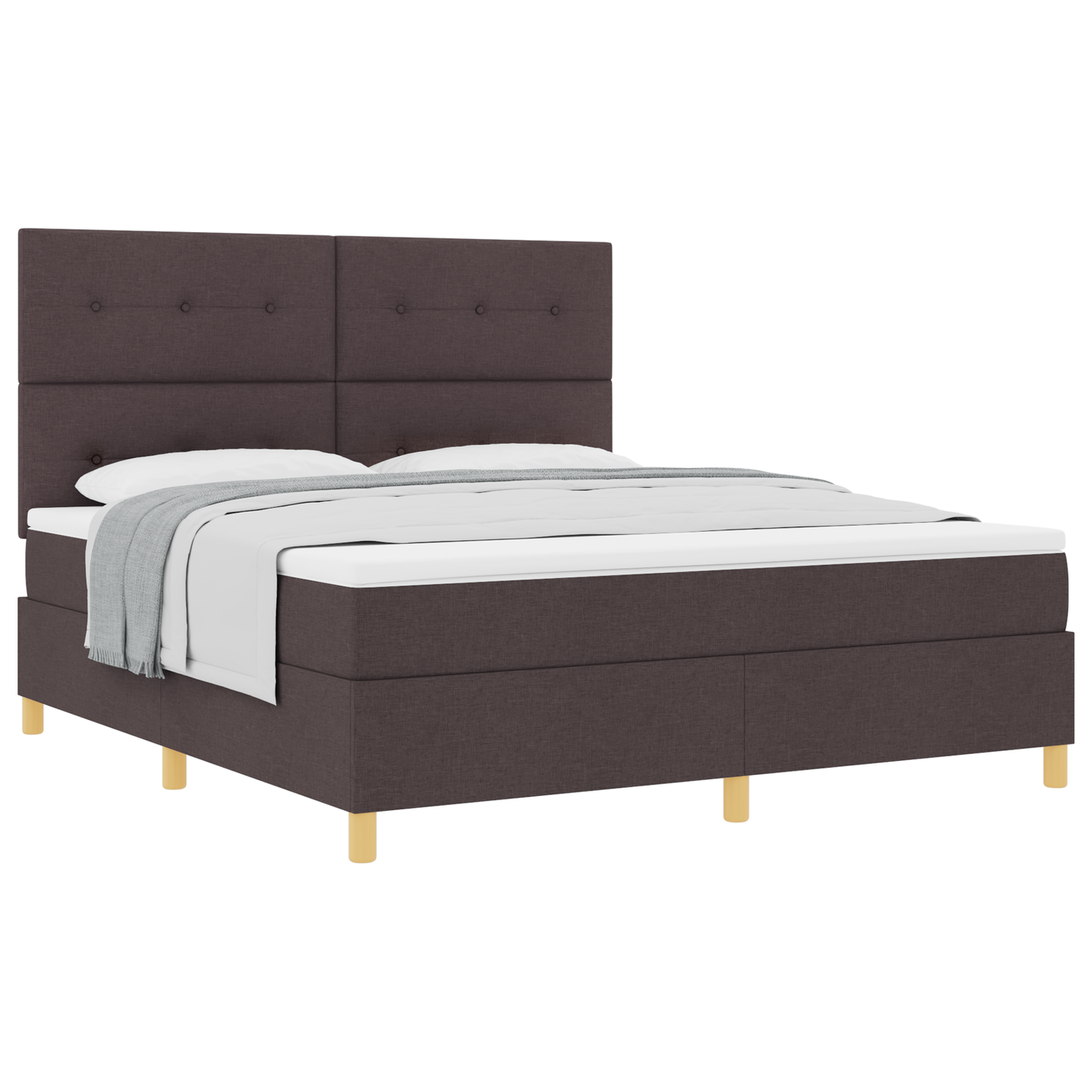 Box Spring Seng Med Hovedgærde Mørkebrun 180 X 200 Cm Stof