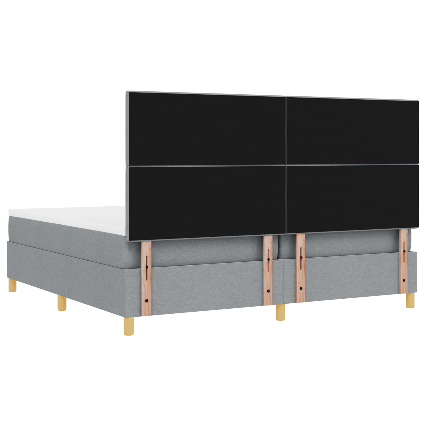 Box Spring Seng Med Hovedgærde Lysegrå 200 X 200 Cm Stof