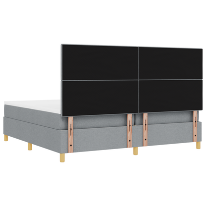 Box Spring Seng Med Hovedgærde Lysegrå 200 X 200 Cm Stof