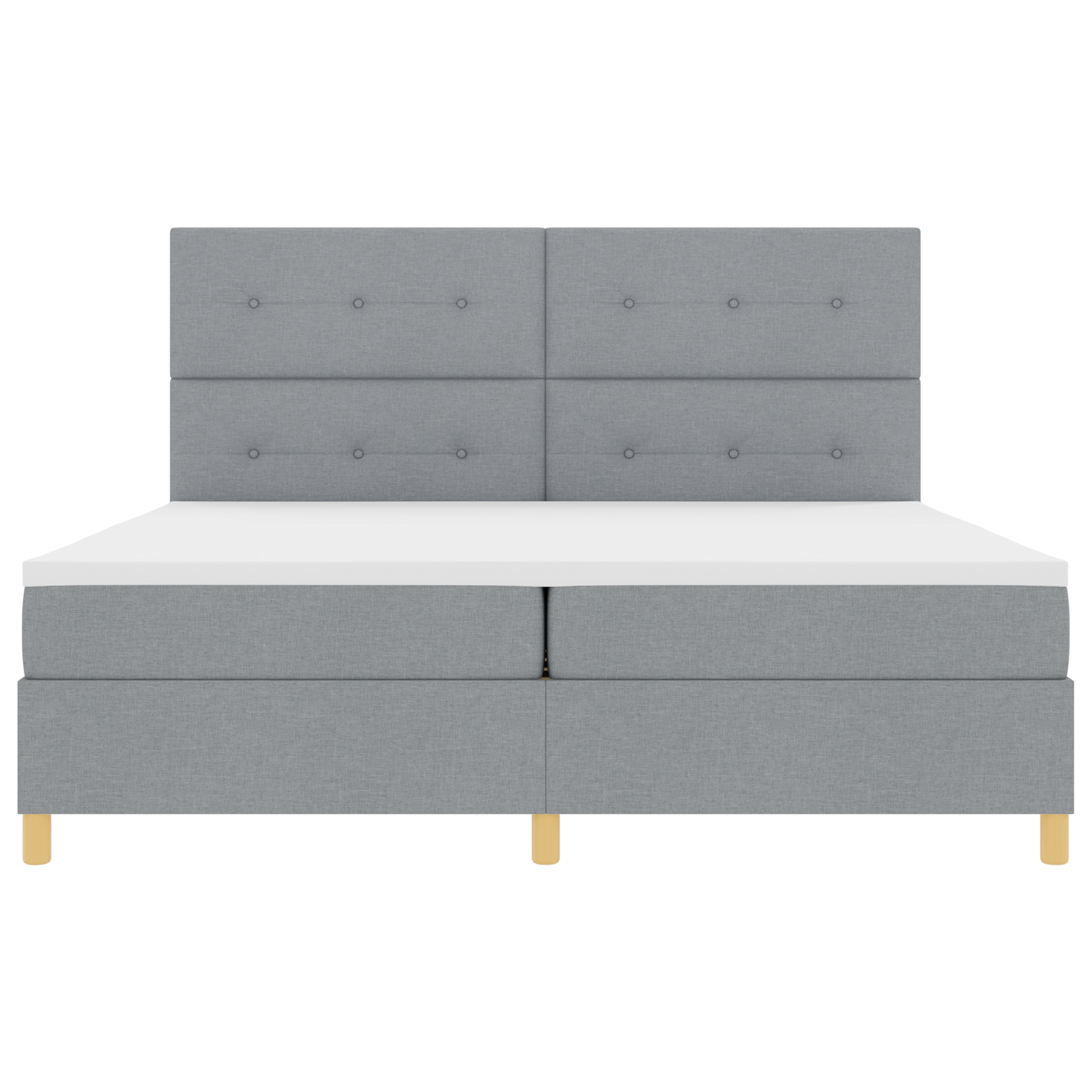 Box Spring Seng Med Hovedgærde Lysegrå 200 X 200 Cm Stof