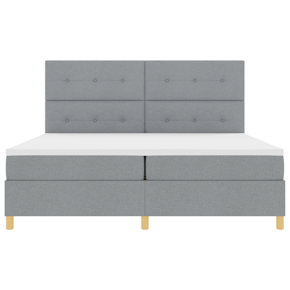 Box Spring Seng Med Hovedgærde Lysegrå 200 X 200 Cm Stof
