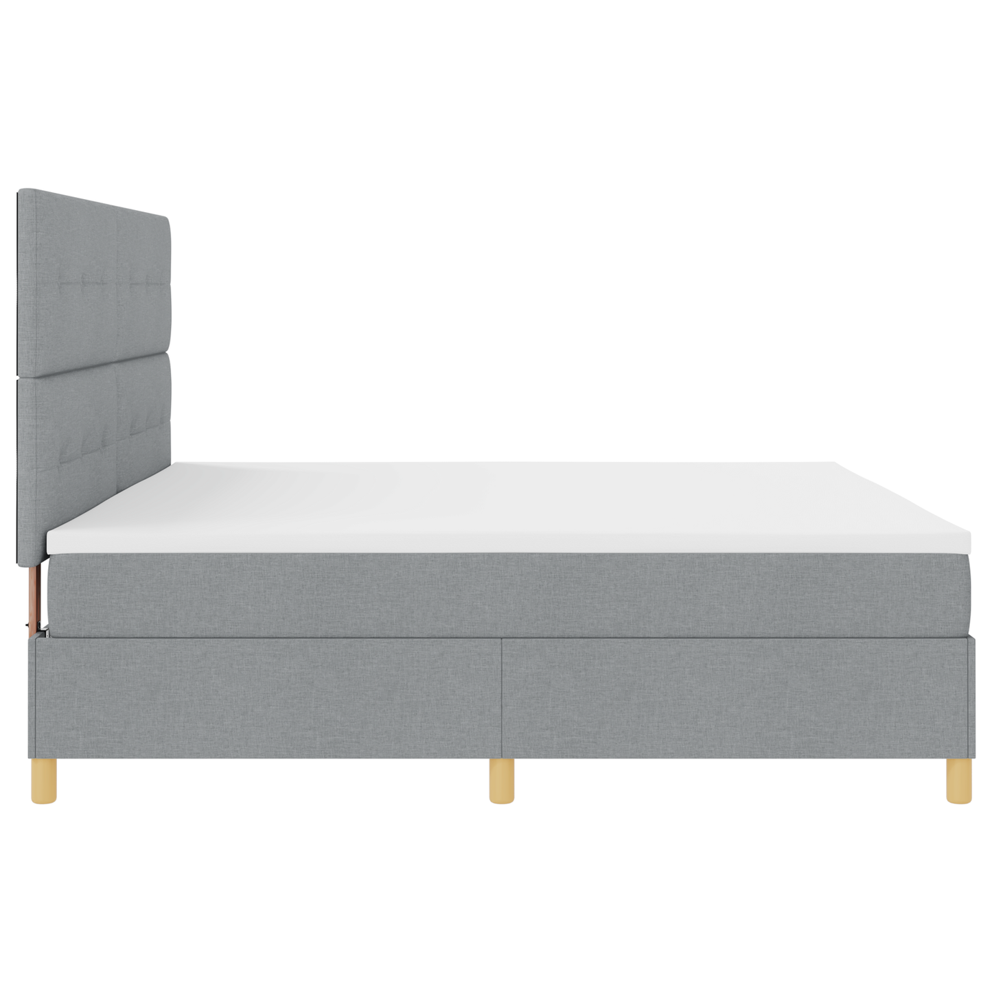 Box Spring Seng Med Hovedgærde Lysegrå 200 X 200 Cm Stof
