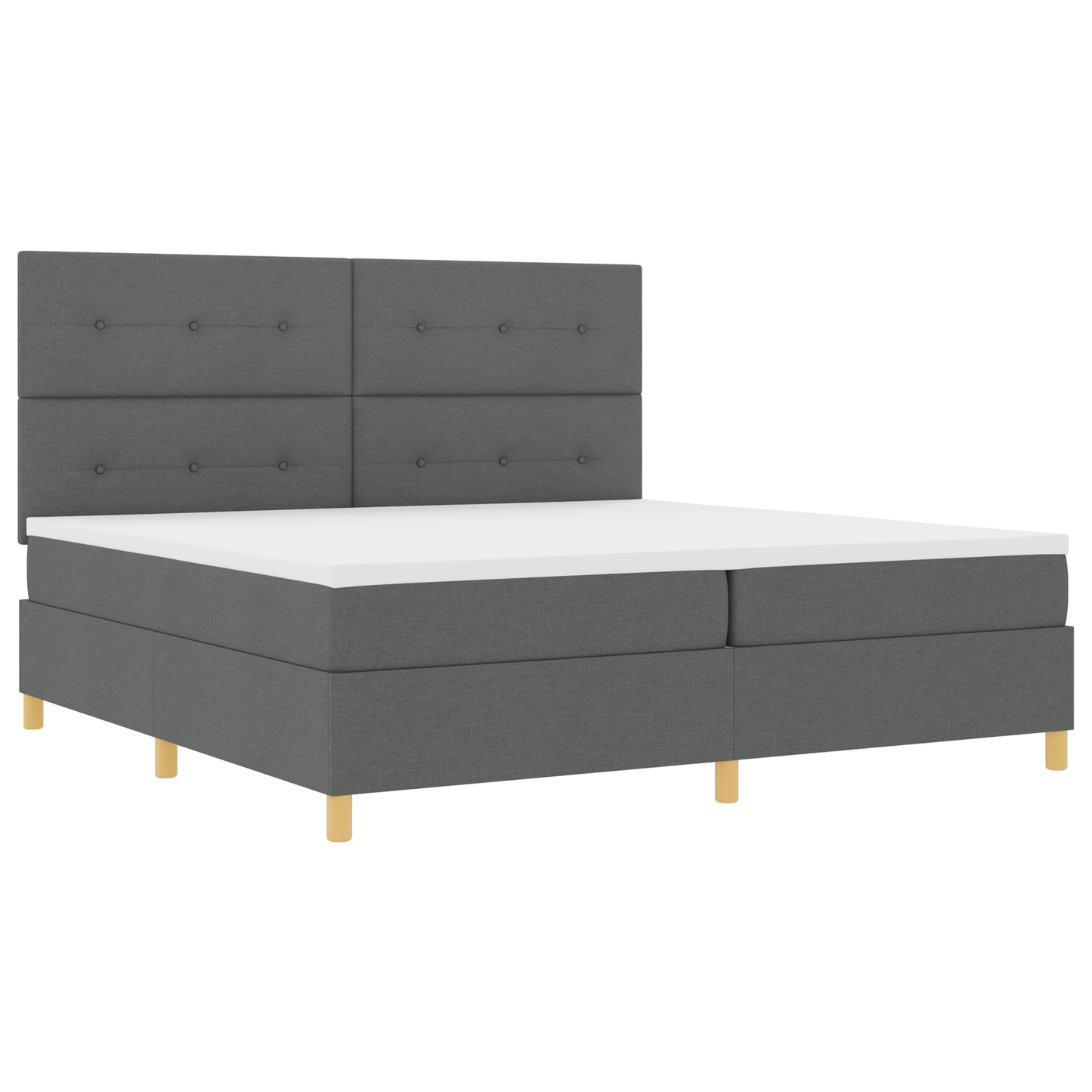 Box Spring Seng Med Hovedgærde Mørkegrå 200 X 200 Cm Stof